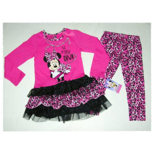 Minnie Mouse - Disney Pink Girl Dress LONG SLEEVE OUTFIT Official Leggings Set  ( 4 Years ) ***READY TO SHIP from Hong Kong***